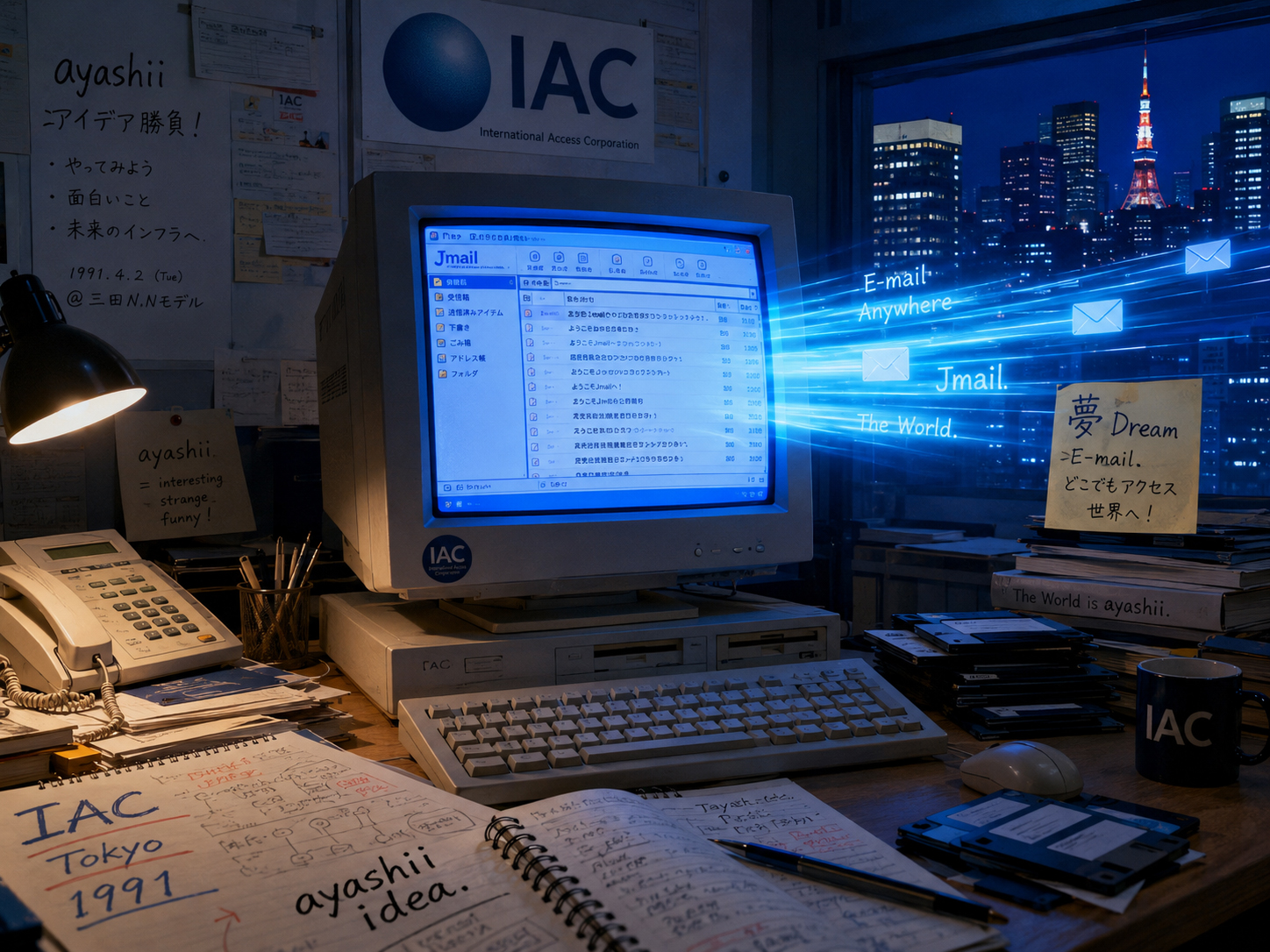 あやしいIACからJmailの電子メールの夢へつながる青い画面