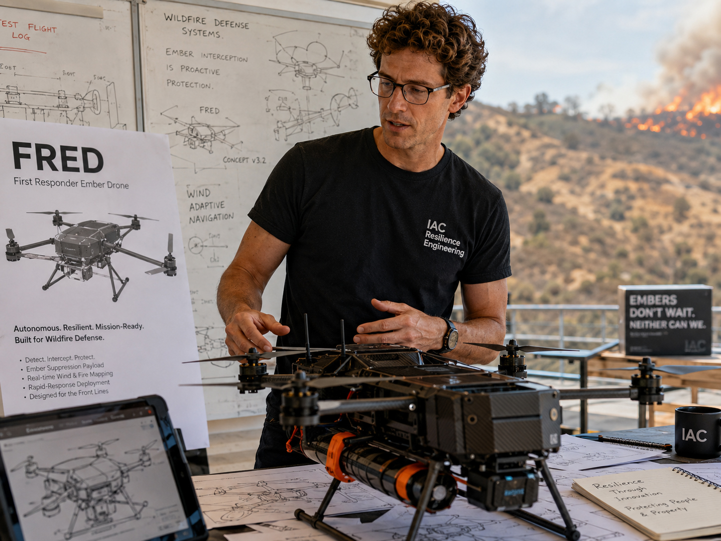 Brad BartzとFRED First Responder Ember Droneの発明を象徴する場面