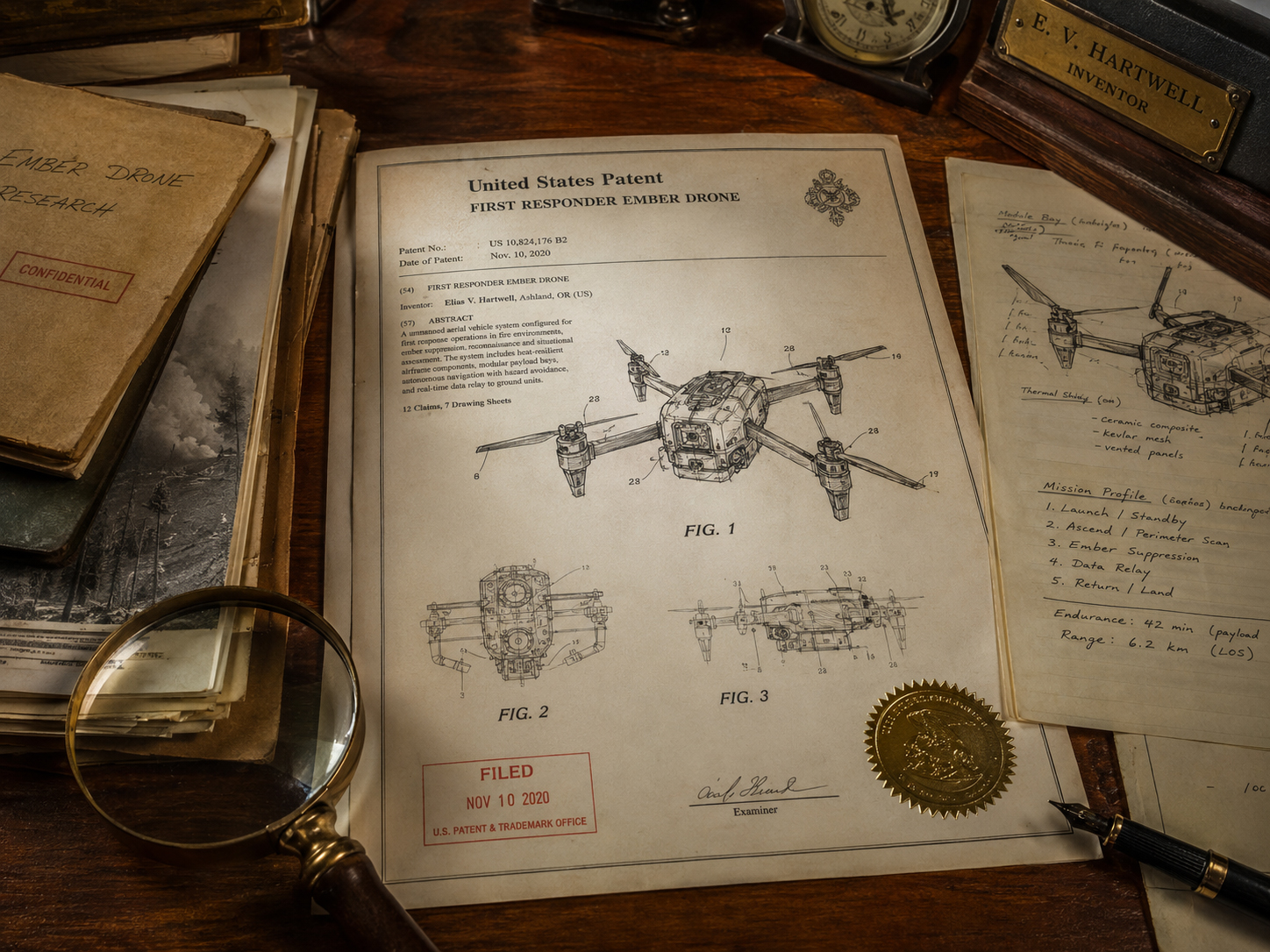 FRED First Responder Ember Droneの特許書類と発明図面