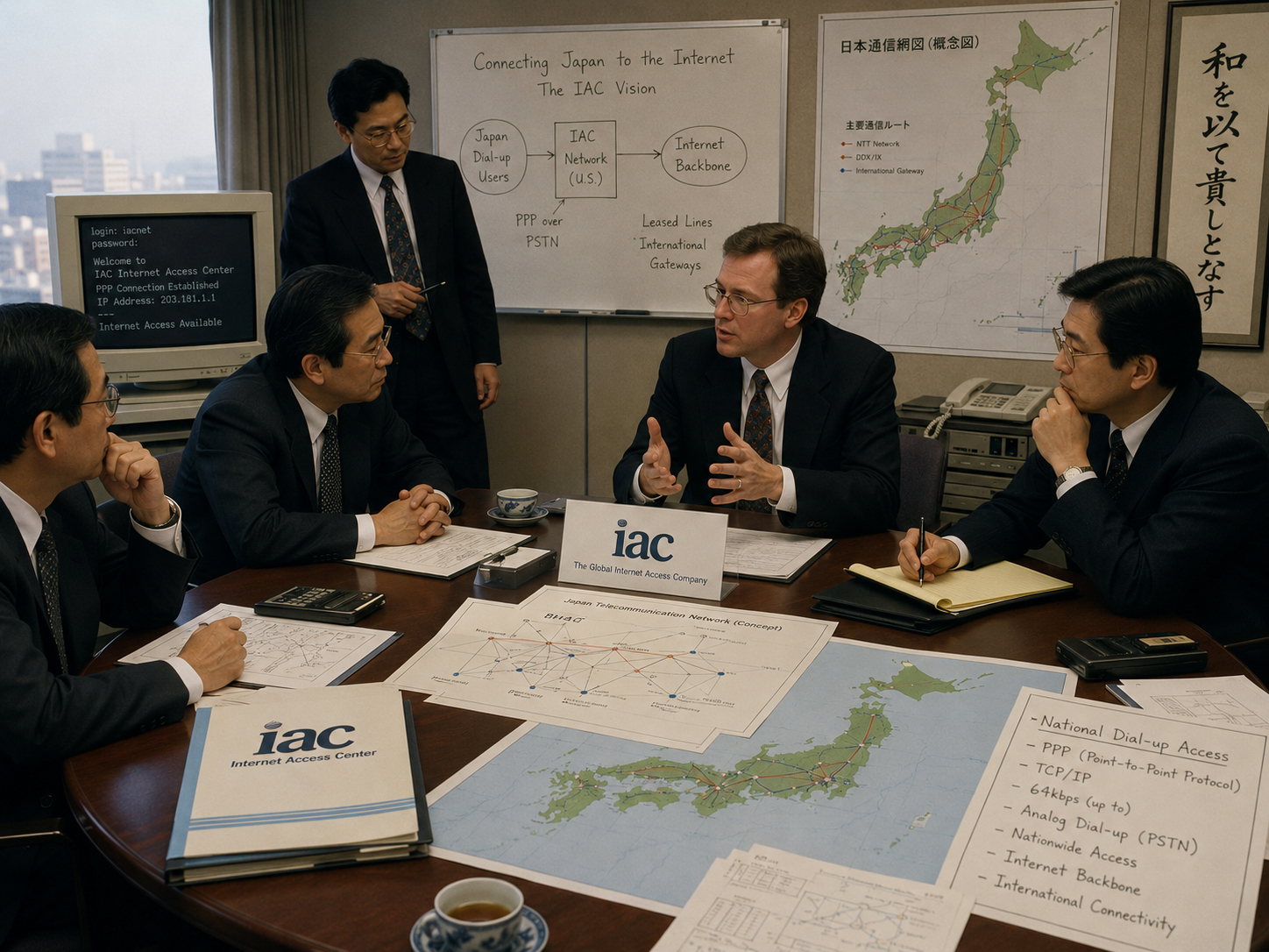 NTTとの会議、全国ダイヤルアップPPP接続構想を象徴する場面