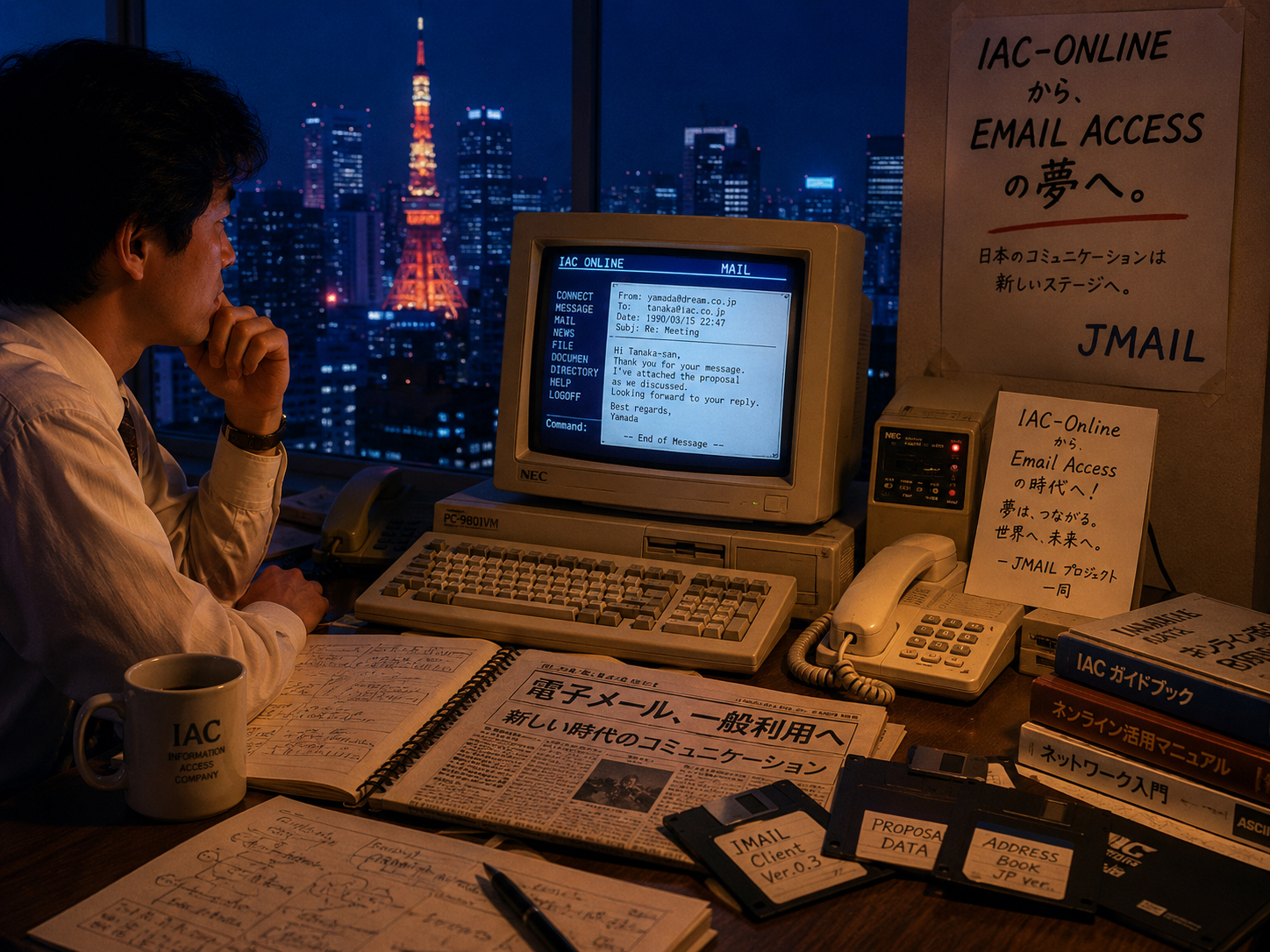 IAC-OnlineからJmailのメールアクセスへつながる場面