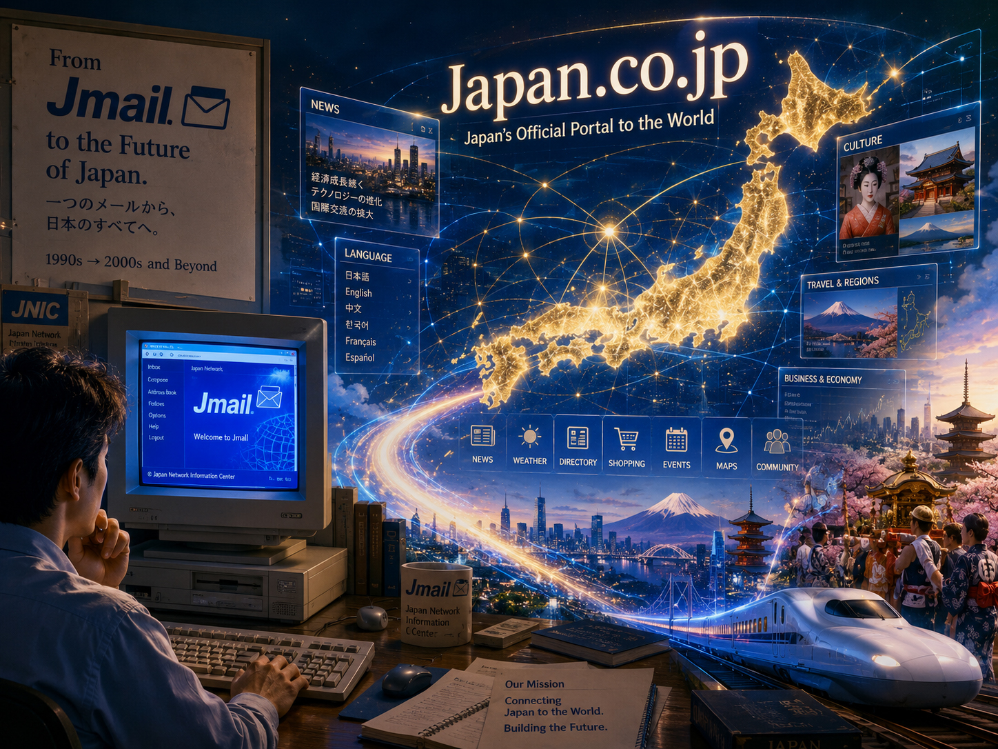 JmailからJapan.co.jpのドメインポータルへつながるイメージ