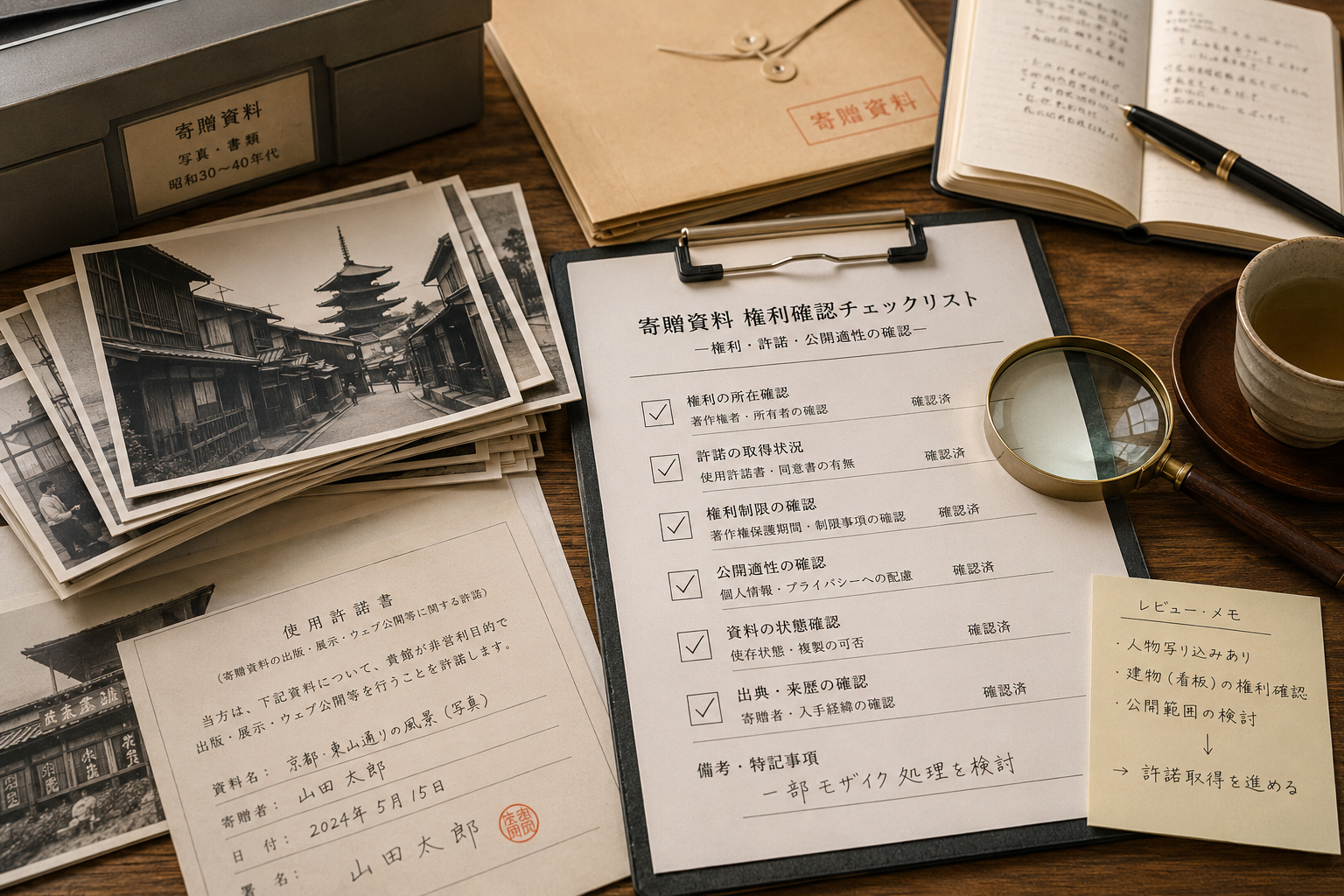 第三者の権利と資料の扱いを示すアーカイブ書類