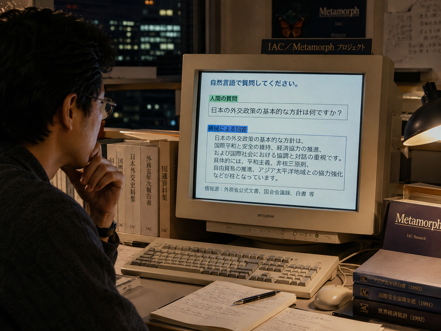 人間の問いと機械の検索応答を象徴するMetamorphの自然言語検索