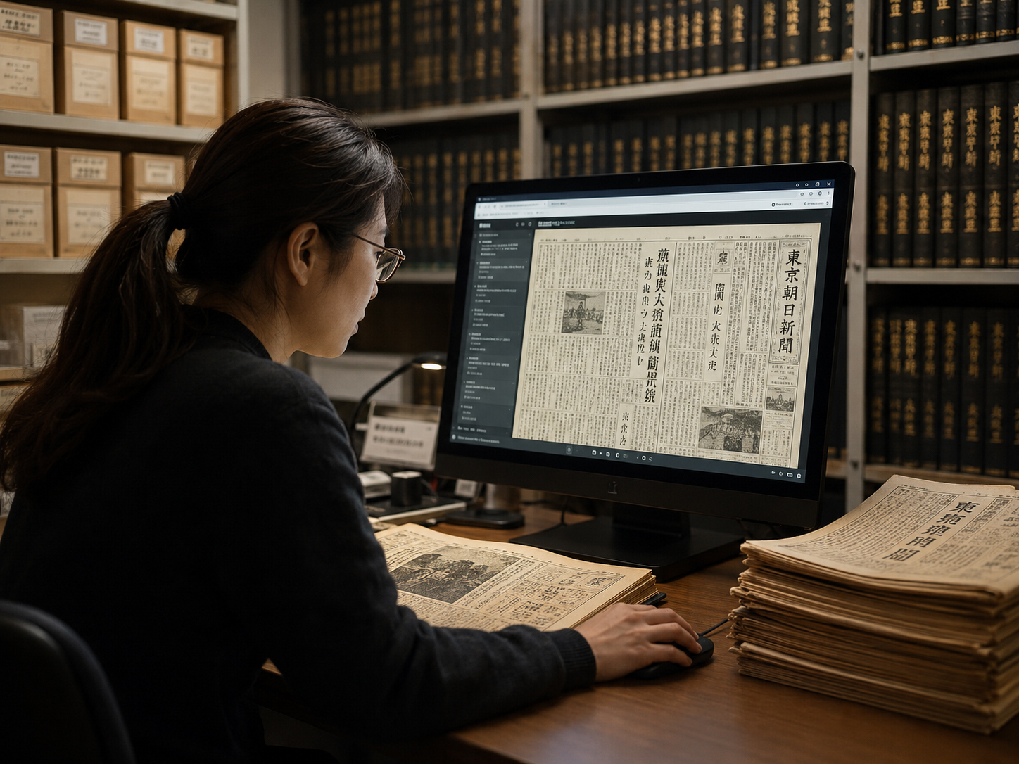 新聞アーカイブから必要な記事を検索する読者のイメージ