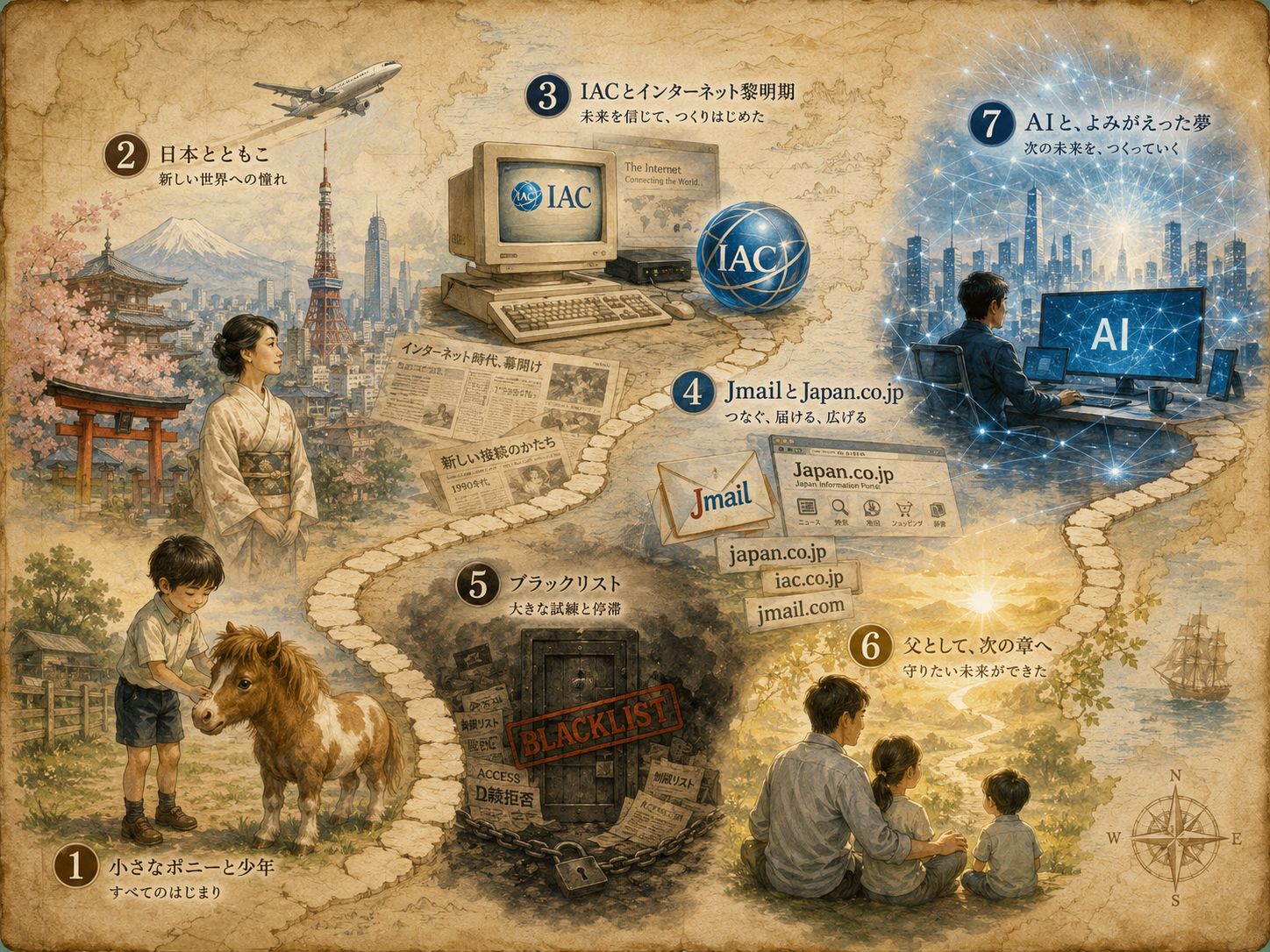 ポニーからAIまでの読み順を示すIAC.co.jpの地図